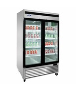 ATOSA MCF8707GR 2 GLASS DOOR REFRIGERATOR STAINLESS STEEL /CASTERS Free ... - $3,970.00