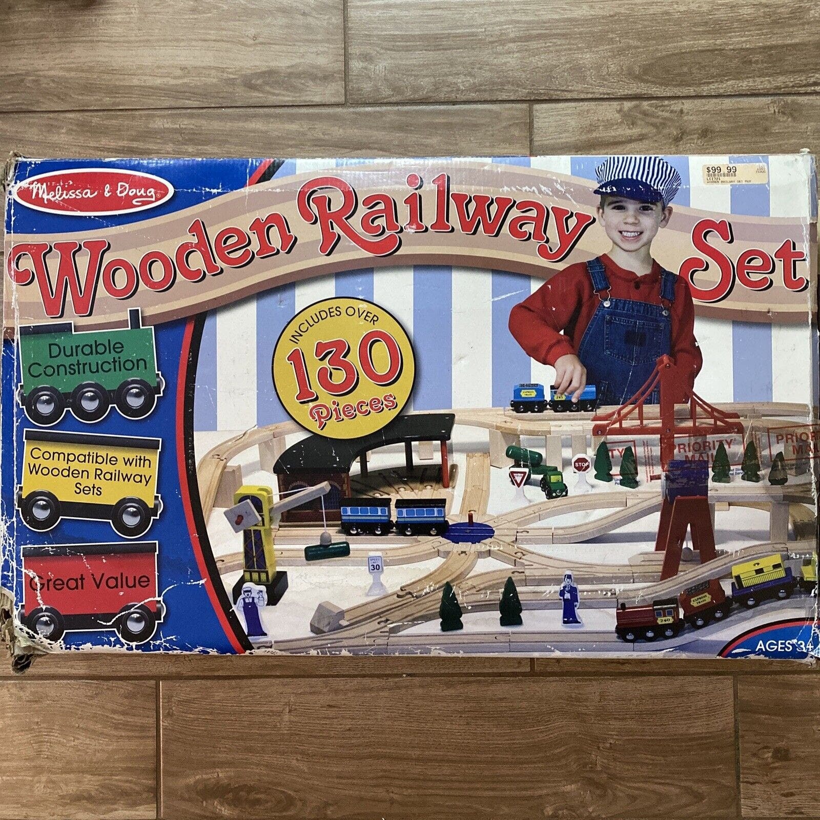 Primary image for Melissa & Doug 130 Piece Wooden Railway Set Wood Train # 701 - Not Complete