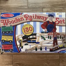 Melissa &amp; Doug 130 Piece Wooden Railway Set Wood Train # 701 - Not Complete - £35.55 GBP