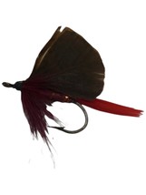 Vtg Small Fly Fishing Hand Made Lure Black &amp; Red Mini Fur Feather Trout ... - €4,29 EUR