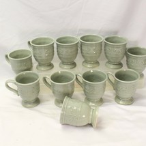 JCPenney Chris Madden Adalina Green Pedestal Mugs 4 5/8&quot; Tall  Lot of 11 - $61.73