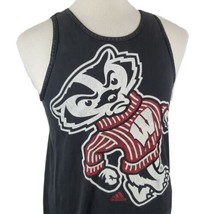 Adidas Wisconsin Badgers Bucky Tank T-Shirt Medium Black Sleeveless Big Ten UW - $17.99