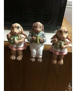 Set of 3 Rabbits 2 Ladies 1 Gentlemen Rabbits Shelf Ledge Sitters - $303.91 MXN