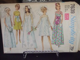 Simplicity 7639 Bridal Wedding Dress, Slip &amp; Bridesmaid Gown Pattern - S... - $12.61
