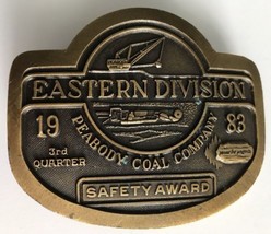 Peabody Coal Company Eastern Division 1983 Safety Award Belt Buckle Vtg ... - $18.80