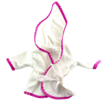 Disney Doll Clothes Terry Cloth Bathrobe White with Pink Polka Dot Trim - $11.57