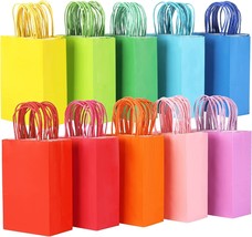 100 Pcs Kraft Gift Bags w/ Handles 10 Colors for Birthday Party Wedding Shower - £26.43 GBP