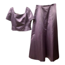 Donna Gray Womens 2-Piece Dress Gown Purple Satin Embroidery Beads Fancy 16 - £37.37 GBP