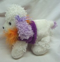 Cute Soft White Purple &amp; Orange Poodle Puppy Dog 7&quot; Plush Stuffed Animal Toy - £11.87 GBP