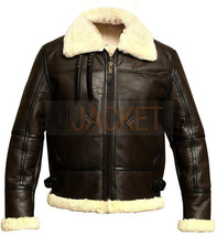 Men&#39;s B3 Aviator Pilot Fur Shearling Bomber BLACK/BROWN  Leather Jacket/... - $179.00