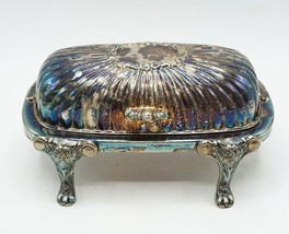 F.B. Rogers Silver Plate Lion Footed Hinged Roll Top Butter Dish - £35.52 GBP