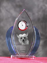 Chinese Crested Dog-   crystal clock in the shape of a wings with a dog - £51.89 GBP