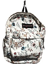 Jansport Superbreak Plus White Floral Print 16.5&quot; x 12.5&quot; x 5.5&quot; EUC - $38.95