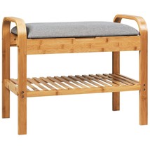 Shoe Rack Bench Bamboo with Storage Shelf-Natural - Color: Natural - €110,44 EUR
