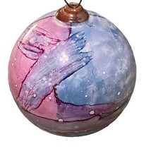 Hand Blown Art Glass Ornament Violet Pink Blue Friendship Witch Ball 5” - £18.31 GBP