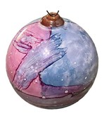 Hand Blown Art Glass Ornament Violet Pink Blue Friendship Witch Ball 5” - £18.03 GBP