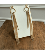Gold Tone Statement Dangle Chain Earrings 6” - $27.97 CAD