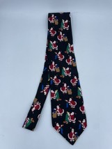 Vtg Christmas Tie 100% Silk Santa Tree Toy Bag Necktie Christmas Ultra USA - £7.76 GBP