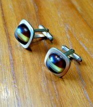 Vintage Correct Quality Domed Tiger Eye Style Gold Tone Square Cufflinks - $17.41