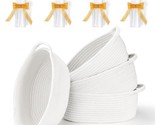 4 Pack Small Woven Basket With Handles, All 12&quot;X 8&quot;X 5&quot;, Cotton Rope Roo... - £30.62 GBP
