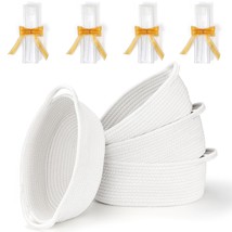 4 Pack Small Woven Basket With Handles, All 12&quot;X 8&quot;X 5&quot;, Cotton Rope Roo... - £29.87 GBP