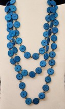 Blue Coco Pucalet 15mm With Glass Beaded Accent Endless Necklace 60 Inches - £8.93 GBP