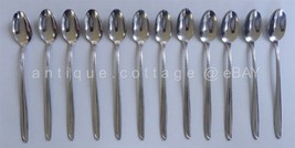 vintage ONEIDA STAINLESS FLATWARE retro unknown pattern 12 ICED TEA SPOONS - £33.10 GBP