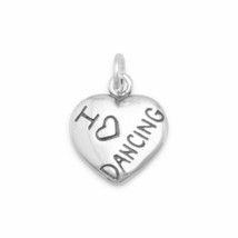 &quot;I Love DANCING&quot; Charm Heart Drop Pendant Men Women&#39;s Gift 14K White Gold Finish - £25.75 GBP