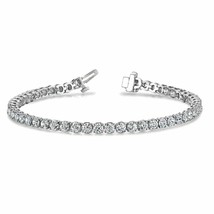 4 Carati Taglio Rotondo Diamanti Finti Tennis Bracciale 14K Oro Bianco A... - £274.25 GBP