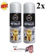 2x Metallic Bright Silver Spray Paint Interior &amp; Exterior Spray Aerosol ... - $10.24