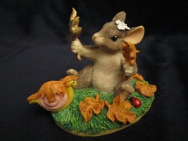 Maxine's Leaf Collection Charming Tails Figure Mouse Autumn Leaves Snail - $19.99