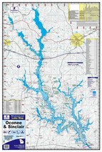 Lake Oconee &amp; Lake Sinclair GA Laminated Wall Map (KF) - £44.38 GBP
