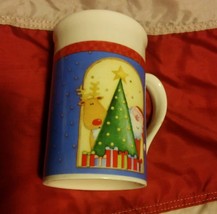 000 Vintage Coffee Mug Jamie Hearne Christmas Holiday Santa Rudolph Cute - $7.91