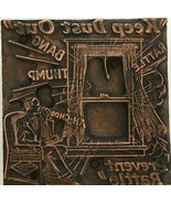 Antique Printing Block on Wood Letterpress Numetal Weather Strips Advert... - £27.93 GBP