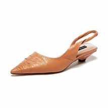 korean streetwear full grain leather classic colors pointed toe med heel slip on - £110.98 GBP