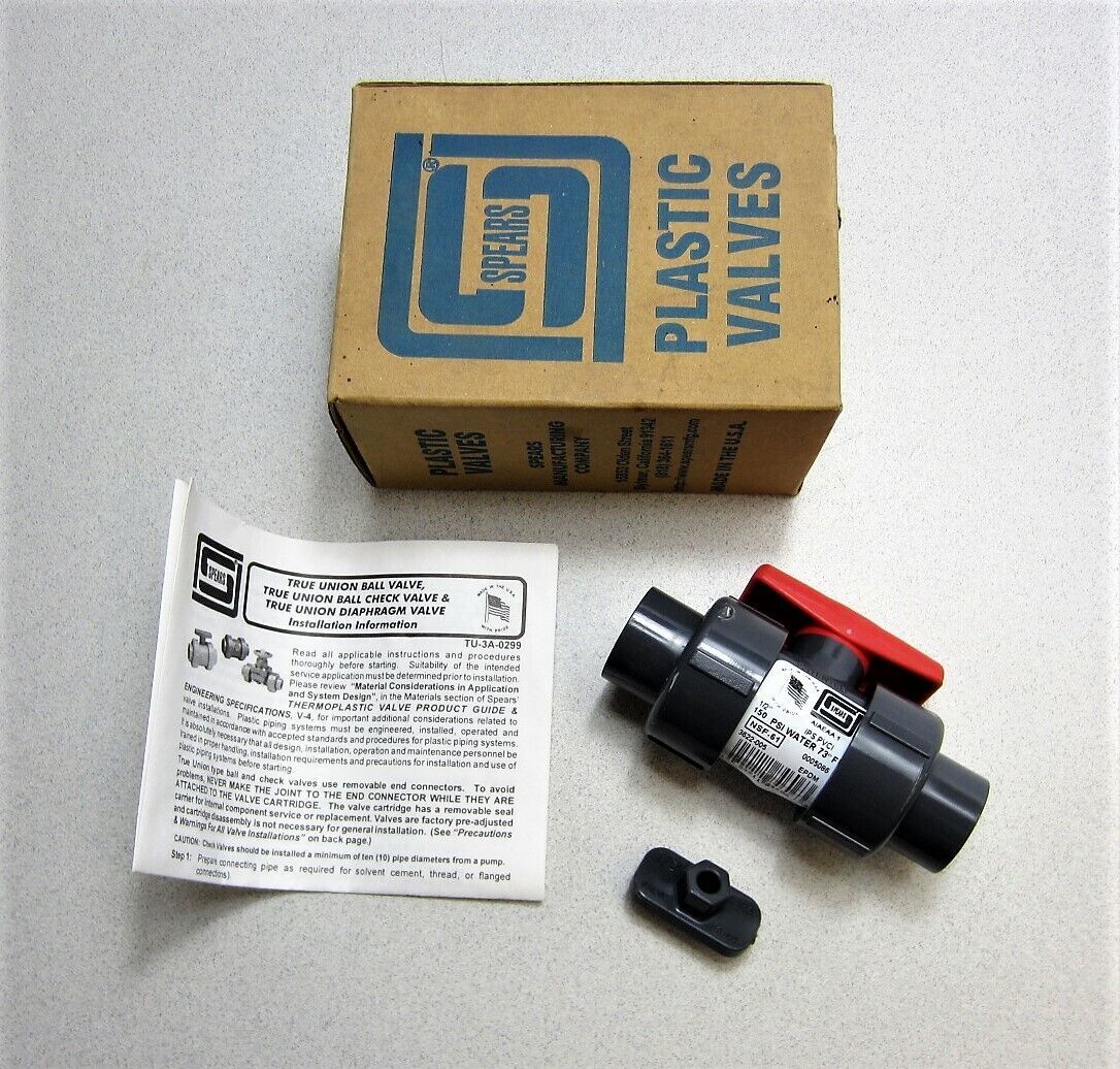 Spears 3622-005 1/2&quot; PVC TU 2000 Ball Valve Socket EPDM New - $20.06