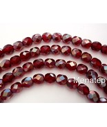 25 6mm Czech Glass Firepolish Beads: Ruby - Celsian - £1.54 GBP