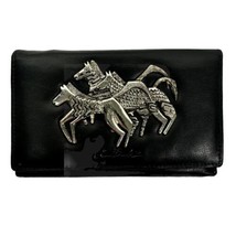 Laurel Burch Wallet Silver Tone Native Horses Black Leather New Retired - £37.01 GBP