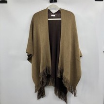 Shawl Poncho Wrap Womens One Size Fits Most Used Brown Some Wear - £9.59 GBP