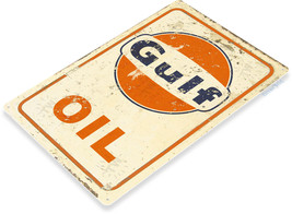 Gulf Gas Station Service Garage Retro Vintage Rustic Wall Decor Metal Tin Sign - £9.43 GBP