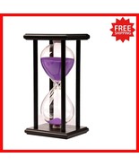 Elegant 60-Minute Hourglass Timer with Purple Sand &amp; Wooden Frame - Home... - $42.68 CAD