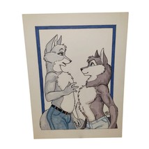 Original Drawing &quot;Conversation&quot; Terrie Smith Art 1996 Little Paw Furry - €160,00 EUR
