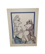 Original Drawing &quot;Conversation&quot; Terrie Smith Art 1996 Little Paw Furry - $255.71 CAD