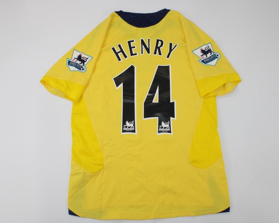 arsenal jersey 2005 2006 shirt henry epl style short sleeve yellow