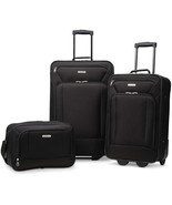 3-Piece Luggage Set Black Travel Rolling Carry On Suitcase Wheels Boardi... - £107.50 GBP