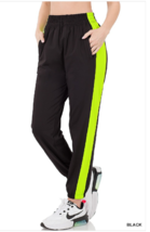 Zenana  Small Soft Stretch Tricot Knit Mid Weight Pocket Jogger Pants Black - £10.89 GBP