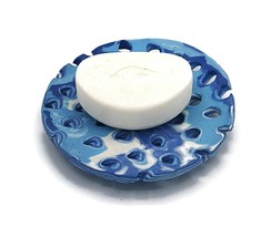 Handmade Ceramic Soap Dishes Dispensers, Blue Draining Soap Bar Holder 1... - £34.76 GBP