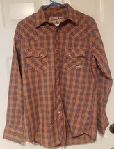 Wrancher by Wrangler Pearl Snap Button Up Long Sleeve Plaid Shirt Size Medium - £11.99 GBP