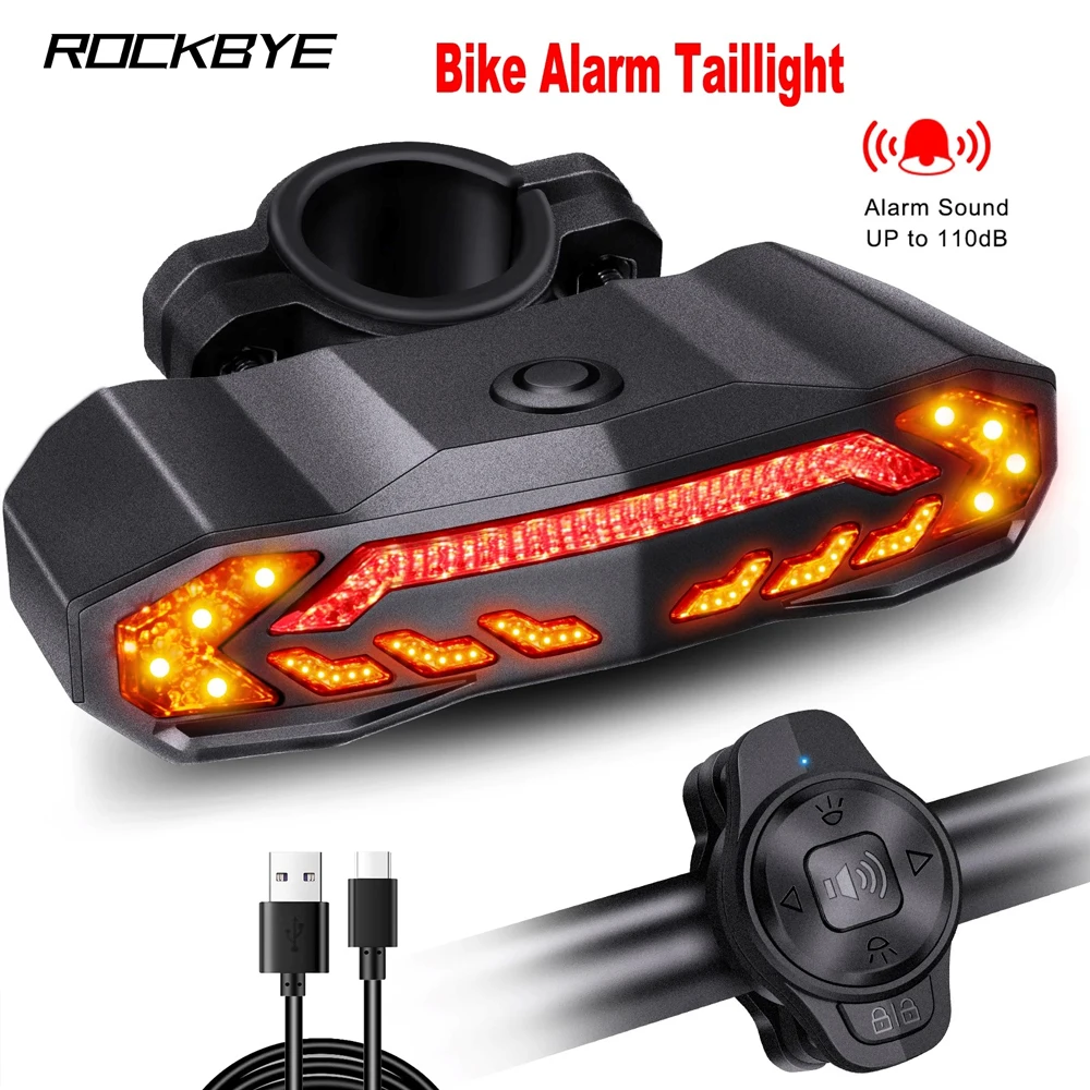 Rockbye Bicycle Smart Auto Brake Sensing Tail Light Alarm Anti Theft LED USB - £29.31 GBP+
