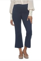 Felina Womens Pants Navy Blue Crop Kick Tummy Control Flare Stretch Pull-On - $42.99